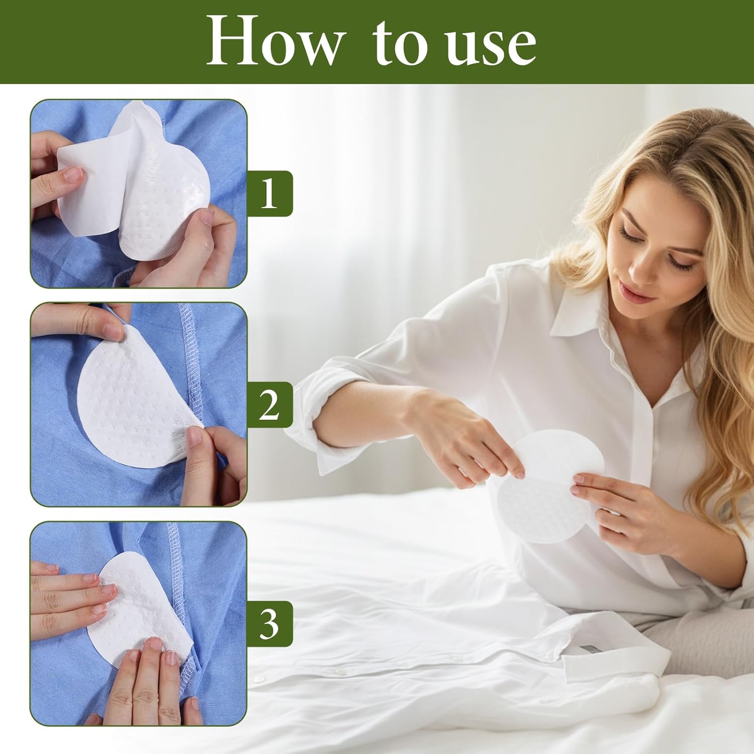 100 Stueck Selbstklebende Achselpads gegen Schweiss - Unsichtbar, Komfortabel