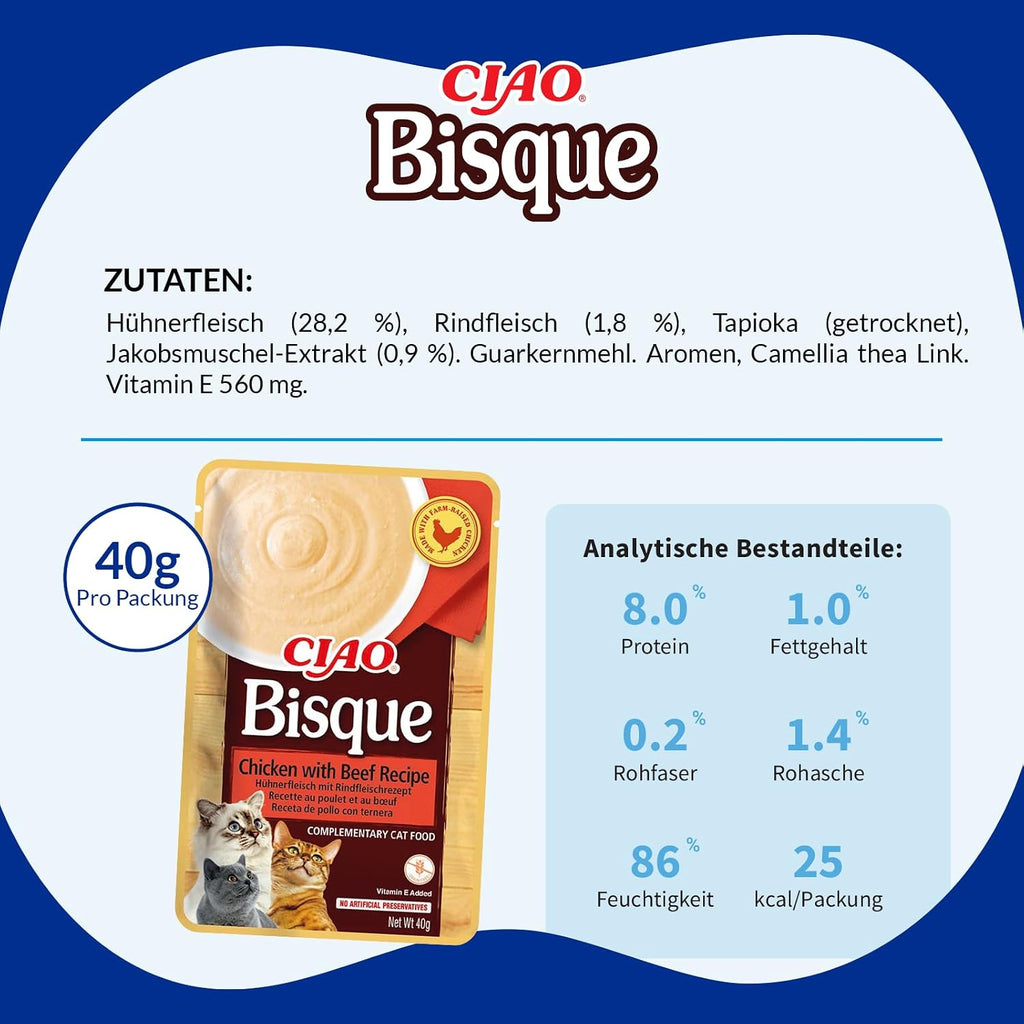 INABA Ciao Bisque Katzenfutter versch. Sorten Nassfutter 12er Pack