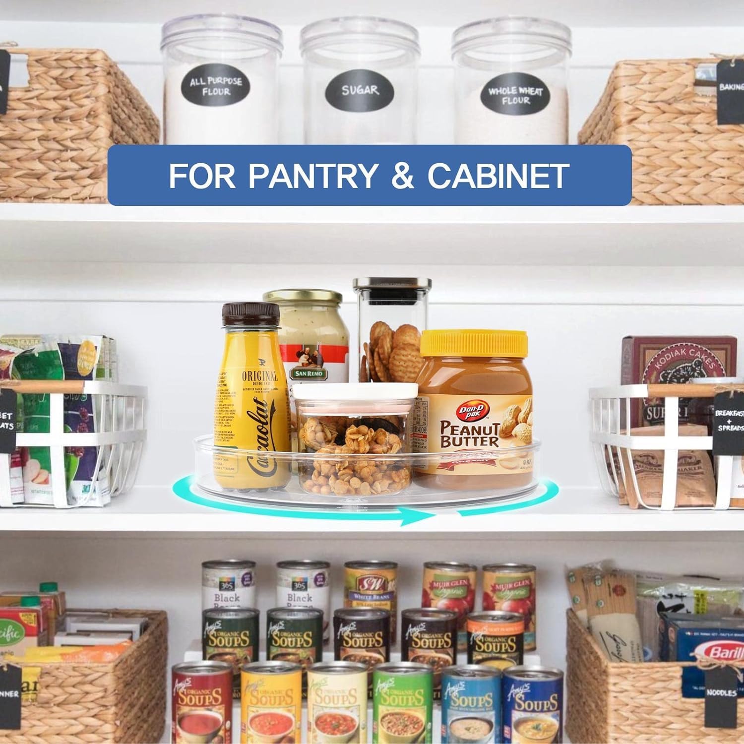 Drehteller Kuehlschrank Organizer 23,5cm Lazy Susan 360° drehbar transparent