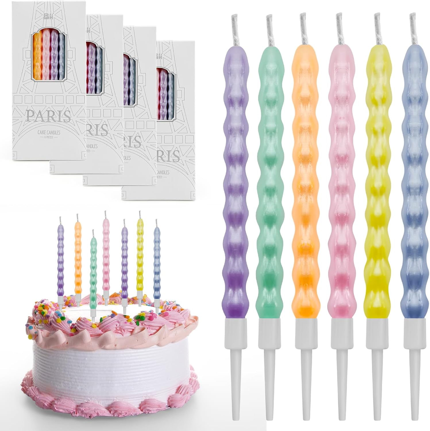24× Geburtstagskerzen Bunt Spiral Kerzen Fuer Torte Geburtstag Jubilaeum