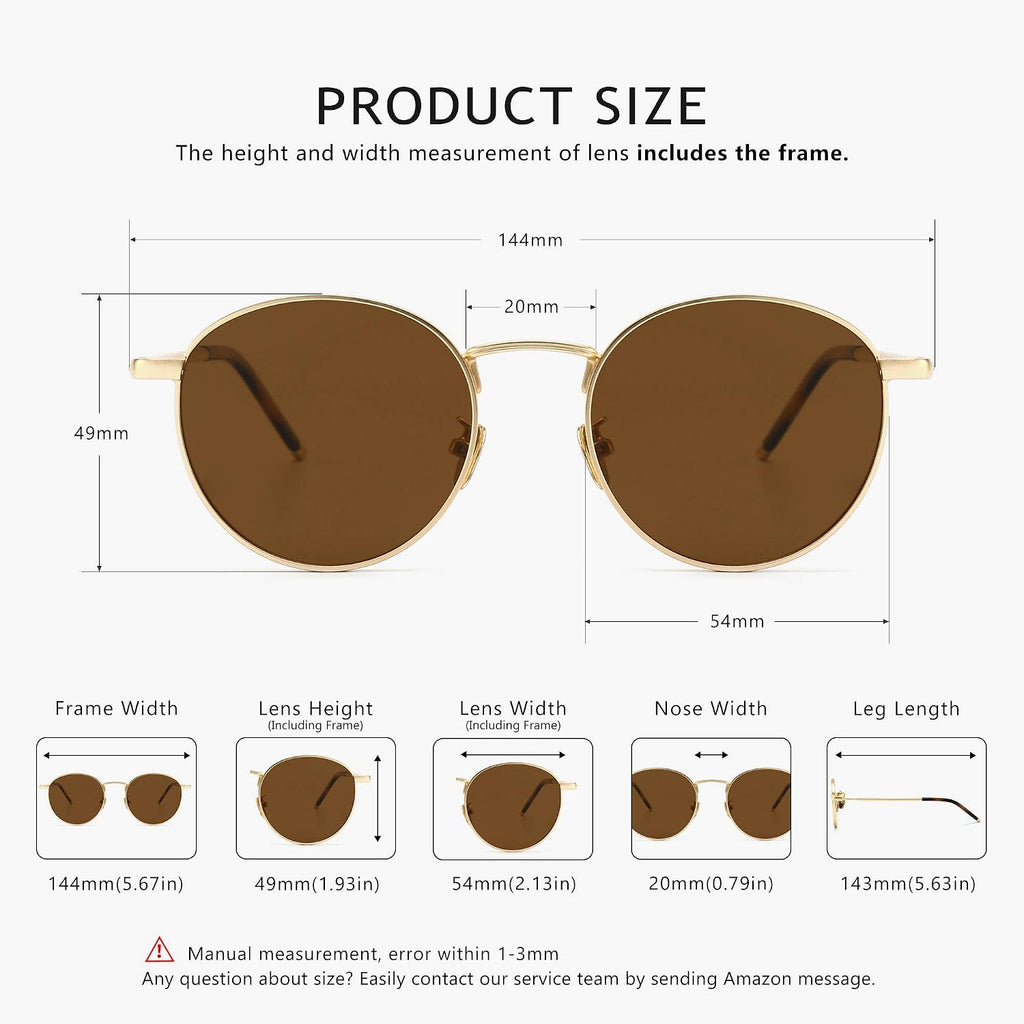 Sungait runde polarisierte Sonnenbrille Metallrahmen Retro unisex SGT059