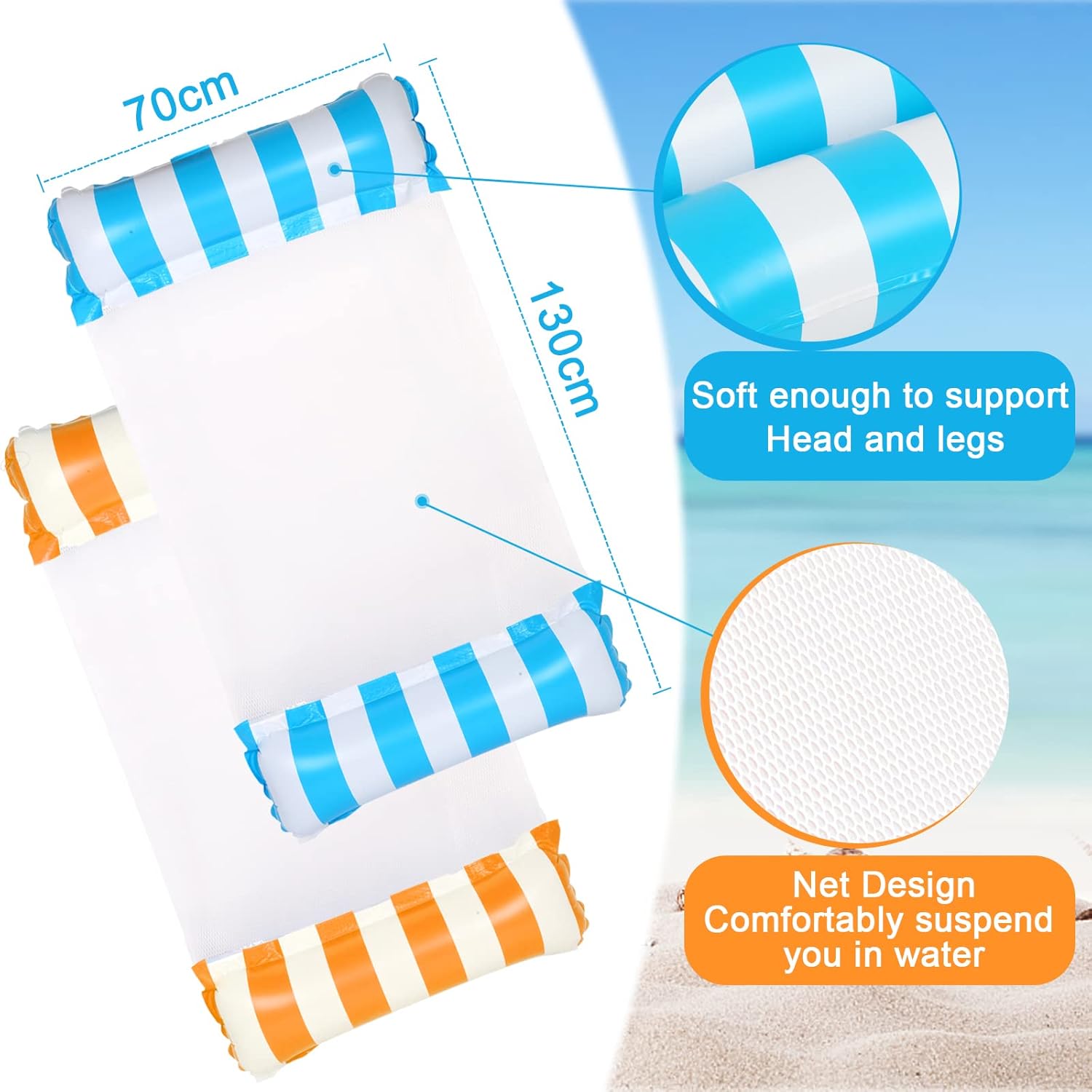 Delycazy Luftmatratze mit Netz 4-in-1 Aufblasbare Wasserhaengematte 2er Set