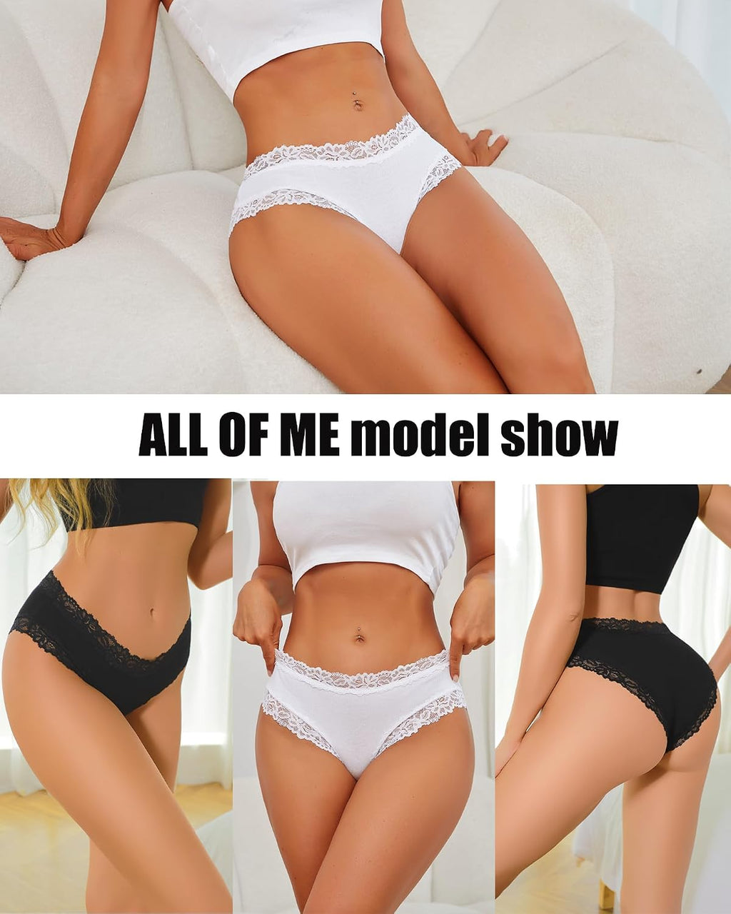Damen Slip Brazilian atmungsaktiv Baumwolle 6er Pack S-XL