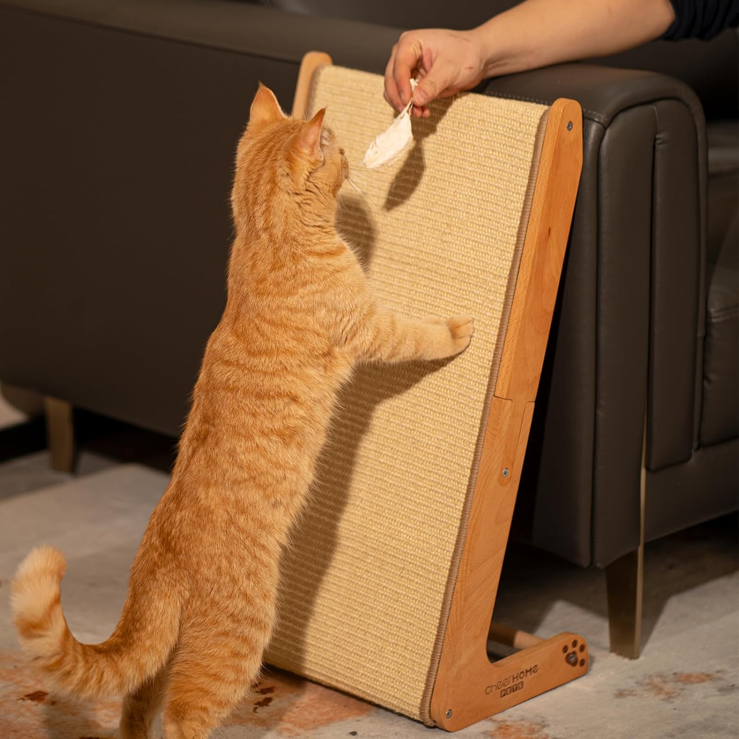 Cheerpals Sisal Kratzbrett L Form Kratzmöbel Holz 63cm Katze