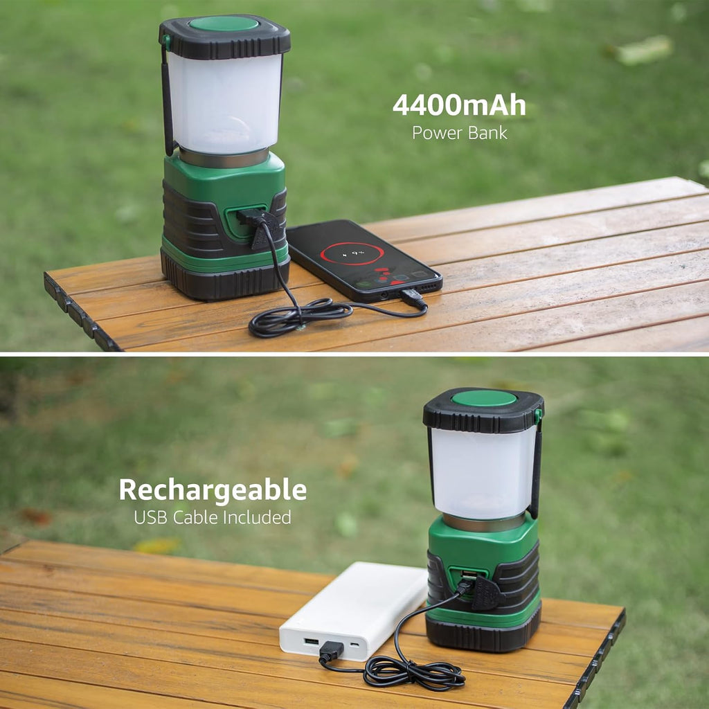 LE LED Campinglampe wiederaufladbar 4 Helligkeiten mit Buegel & Haken