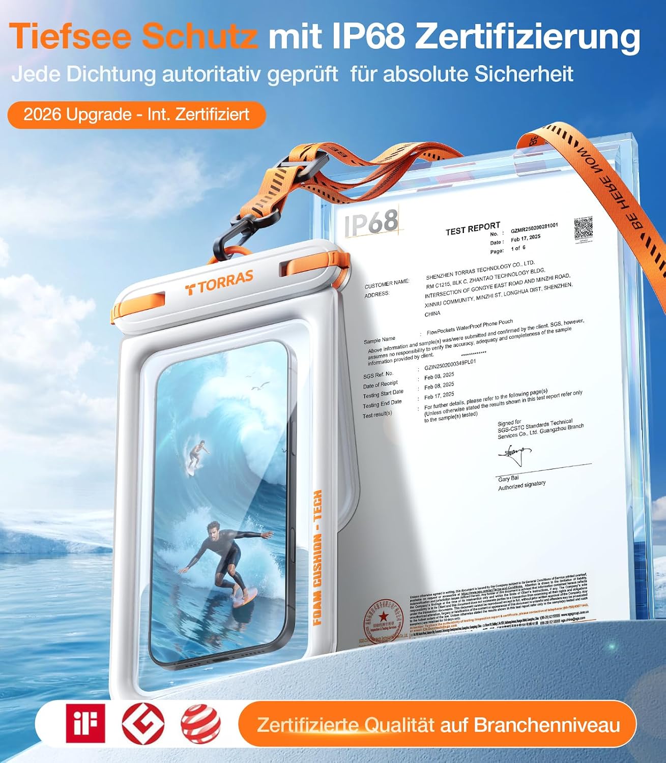 TORRAS IP68 wasserdichte Handytasche bis 7,9" mit doppelter Tasche Schwarz