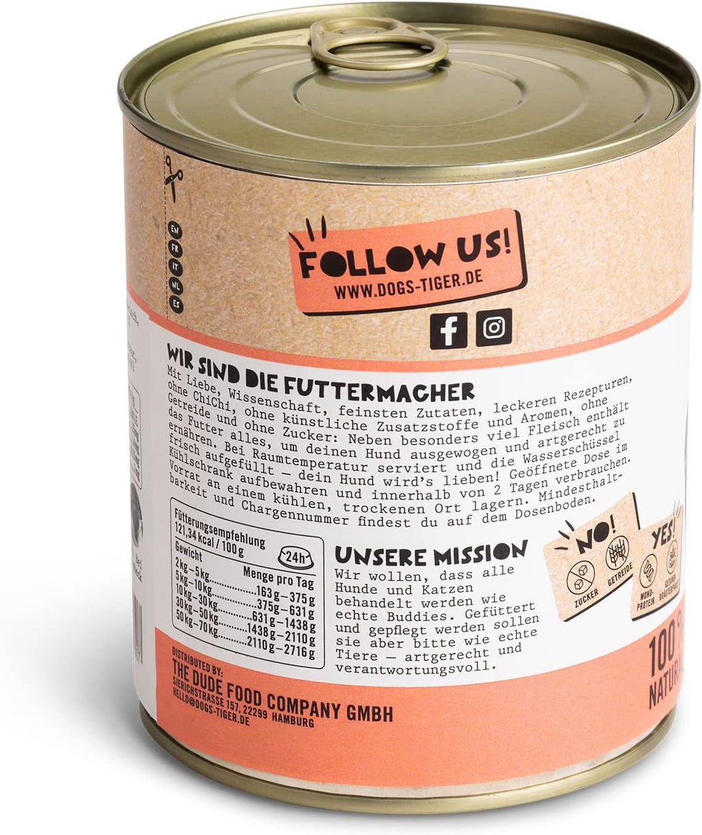 Dogs’n Tiger Adult Nassfutter Huhn 67% Fleisch 6x400g Mahlzeit versch