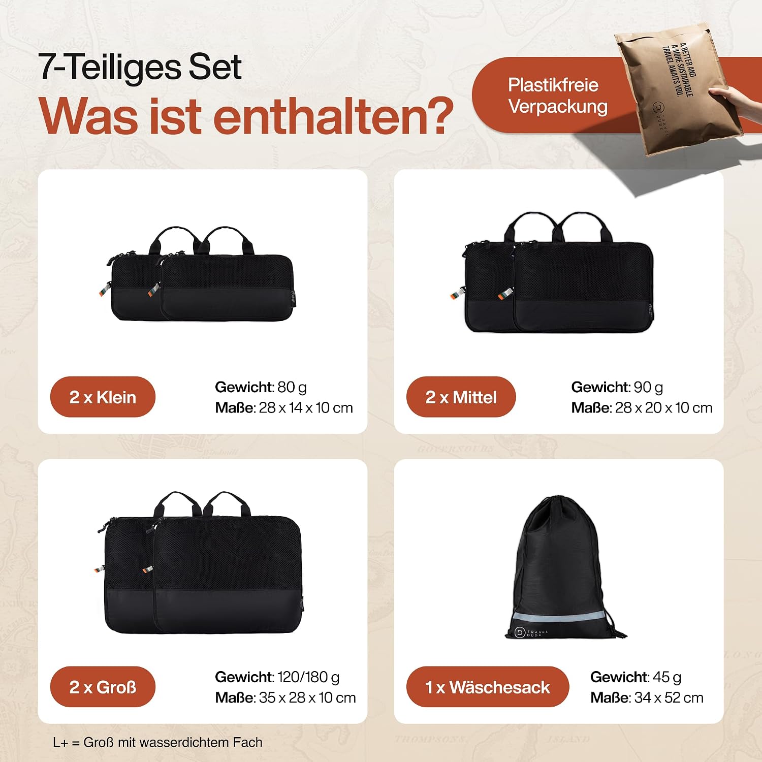 7er Kompressions Packing Cubes Reise-Organizer Set Reisebeutel Packtaschen