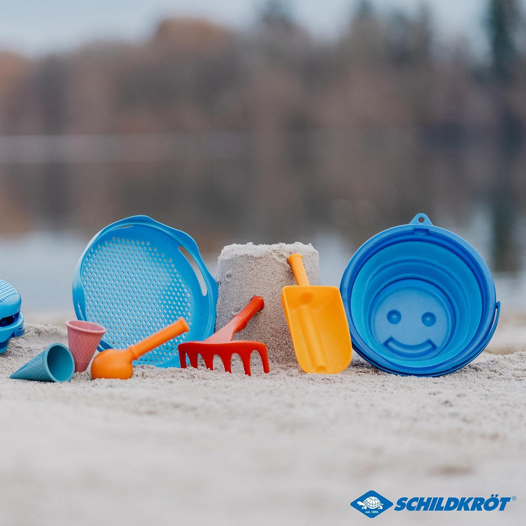 Schildkroet Sandspielzeug Set 7in1 mit faltbarem Eimer Kinder Strandspielzeug