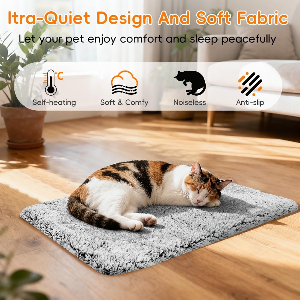 Selbstheizende Hundekatze Decke 60x45 cm, waschbar, thermische Waermematte, Stein