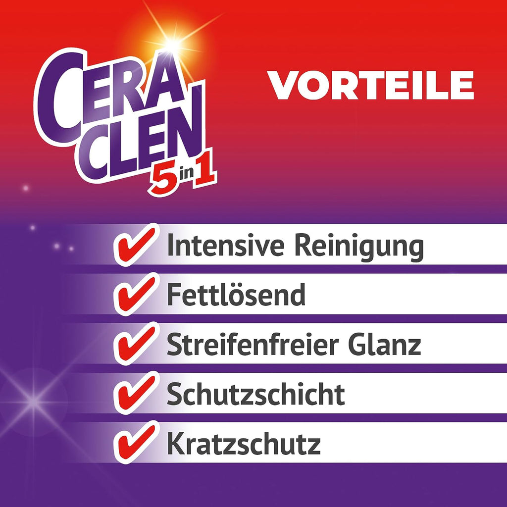 Ceraclen Kochfeldreiniger 200 ml fuer Glaskeramik Induktion Edelstahl