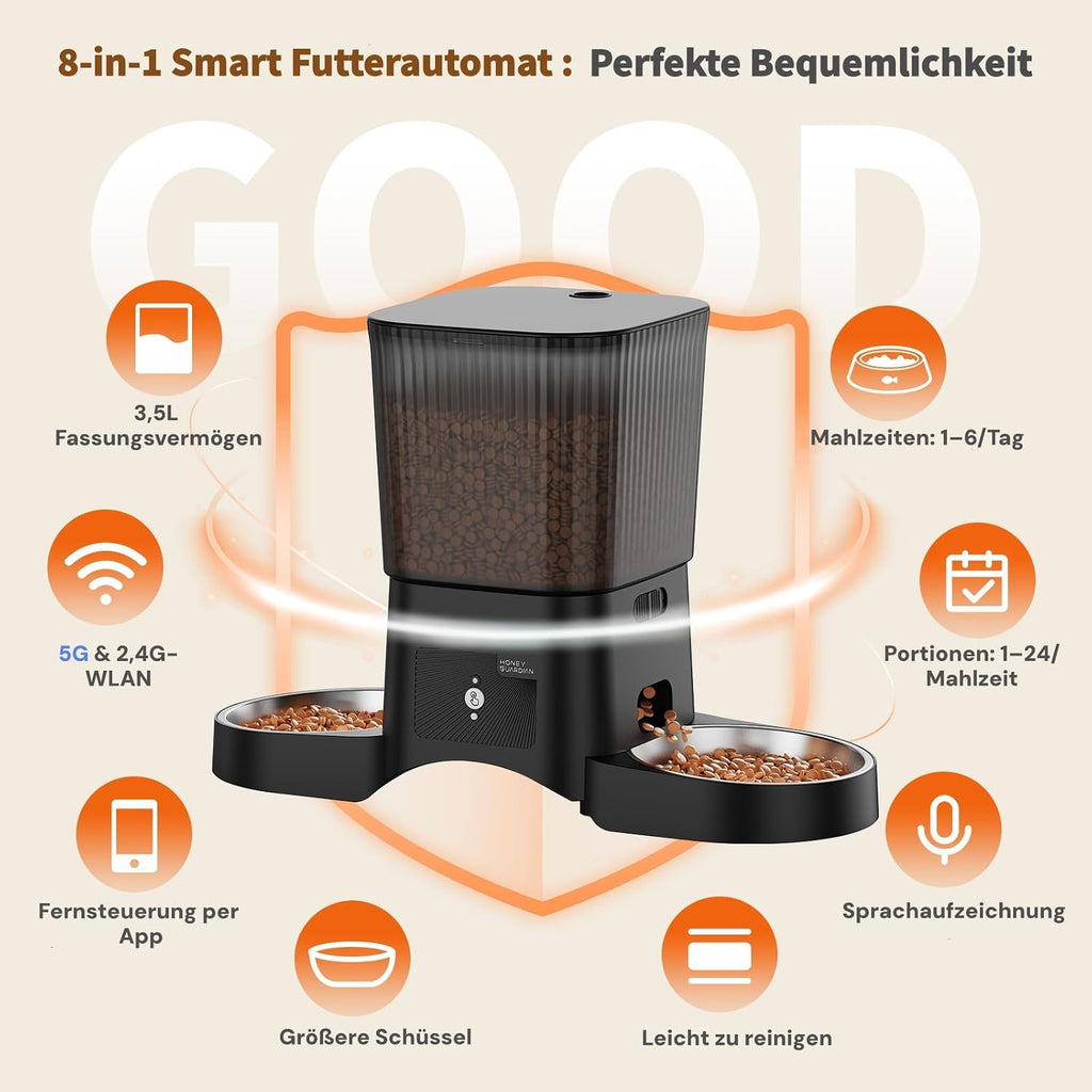 HoneyGuardian Futterautomat Katze mit WLAN App Steuerung und 6 Mahlzeiten