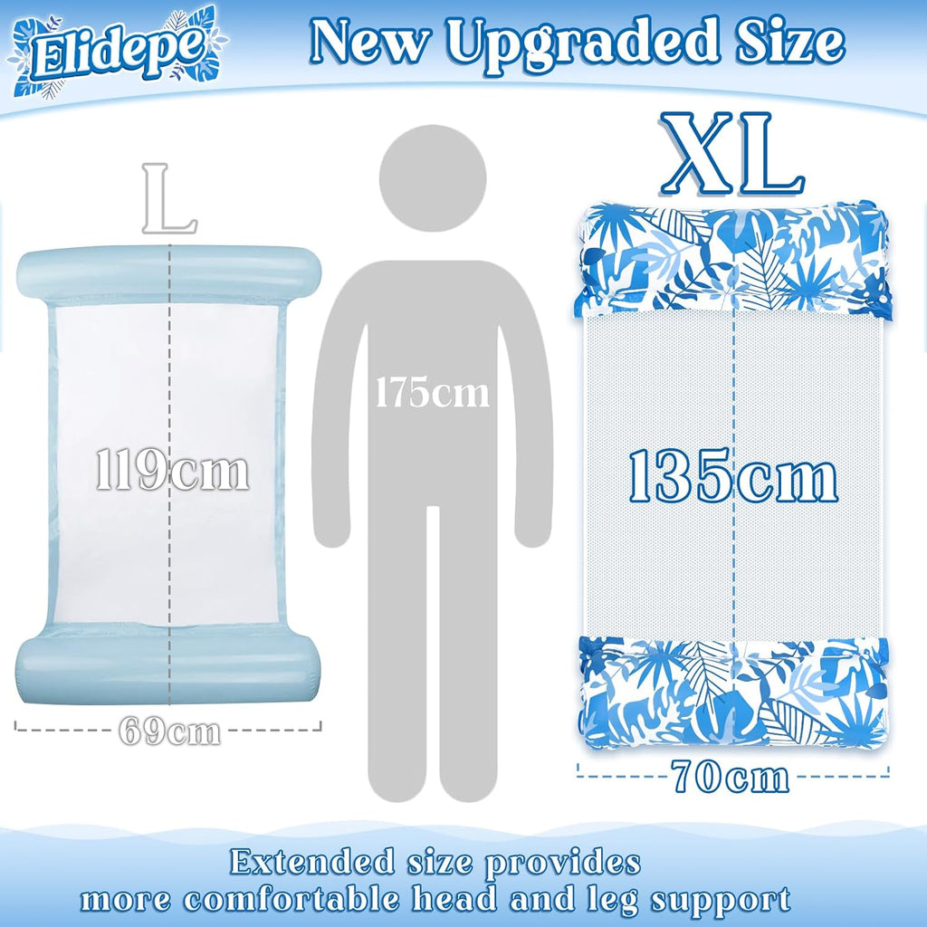 Elidepe XL Pool Luftmatratze 2er Set Wassersessel Wasserhaengematte 4-in-1