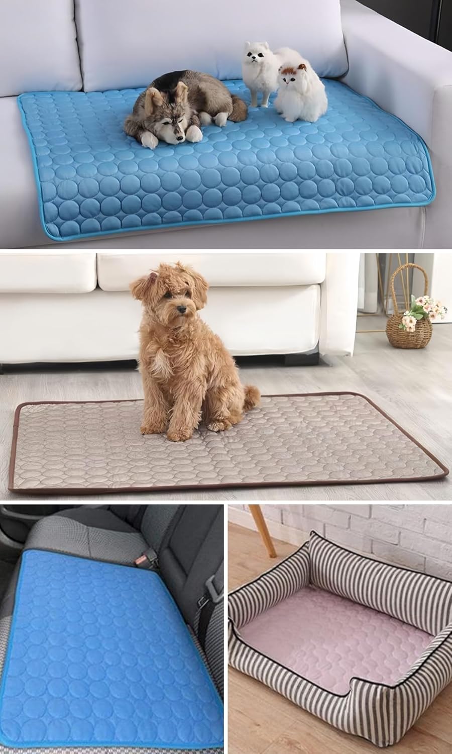 Selbstkuehlende Hundematte 40x50 cm Blau Waschbar Kuehlkissen fuer Hunde