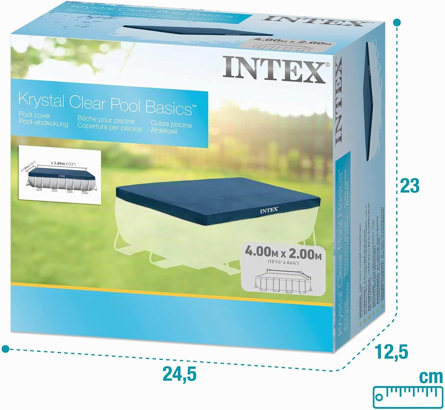 Intex Abdeckplane rechteckig 389 x 184 cm fuer Frame Pool Winter Sommer