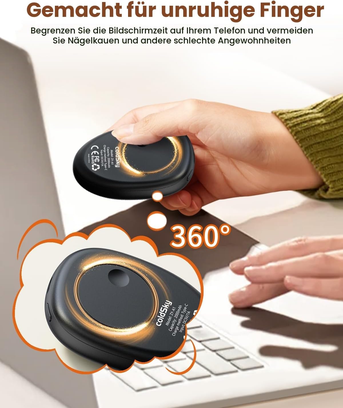 Elektrische Handwaermer Set 2 Stueck 4000 mAh magnetisch 3 Heizstufen Outdoor