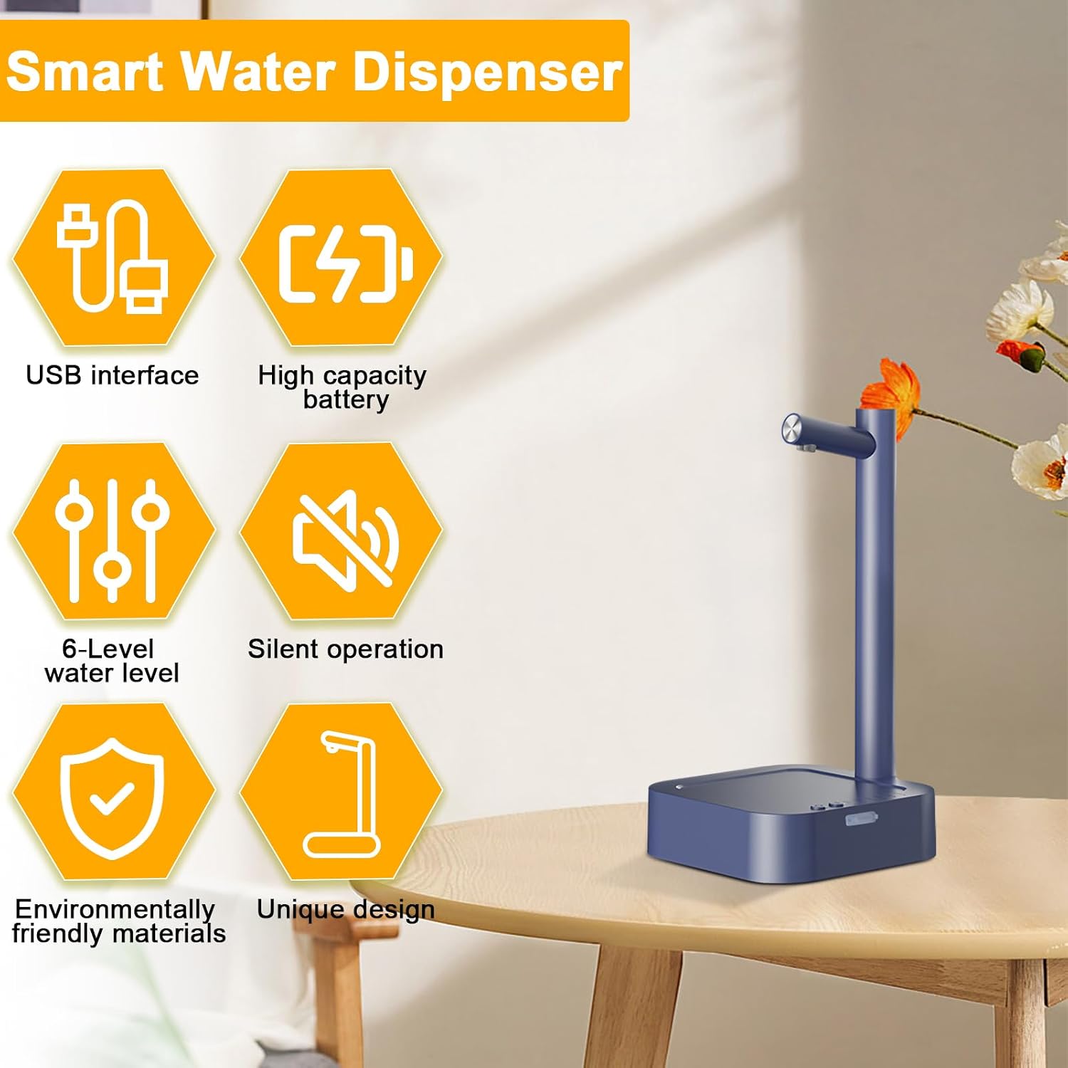 Wasserspender Desktop 7 Stufen automatisch USB Wasserflaschen Pumpe Weiss