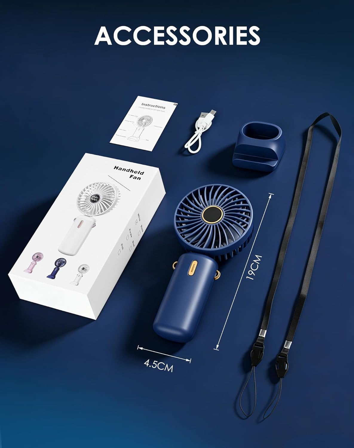 Mini Handventilator Akku USB leise tragbar Tischventilator klein fuer unterwegs