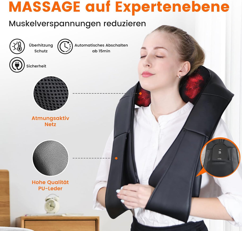 Ikristin Shiatsu Nacken- und Rueckenmassagegeraet 3D mit Waerme