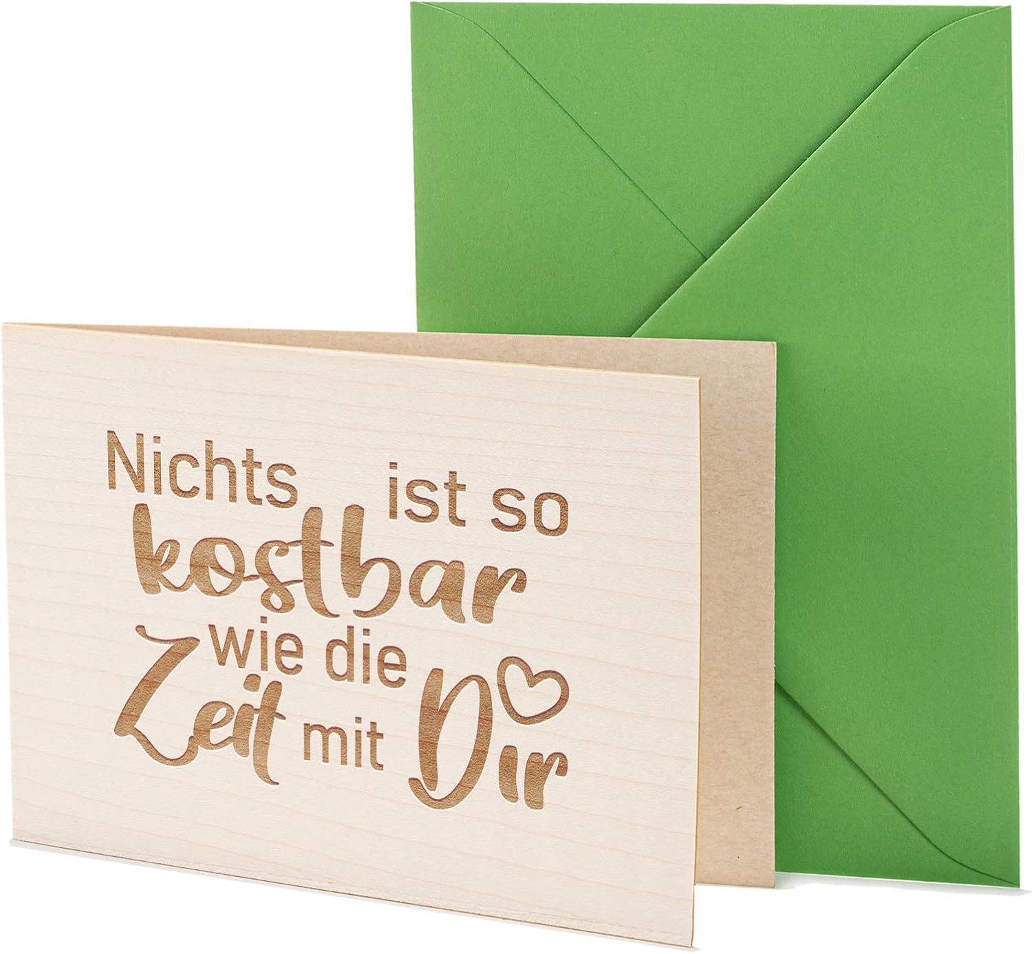 Holzkarte 'Kostbare Zeit mit Dir' - Liebeskarte Jahrestag Grusskarte