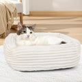 XIAPIA Katzenbett Plüsch 55x42x18 cm Orthopädisch Weich Warm Weiß