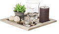 ootb Teelicht-Set Glas und Holz Deko-Tablett 20x20x8 cm mehrfarbig