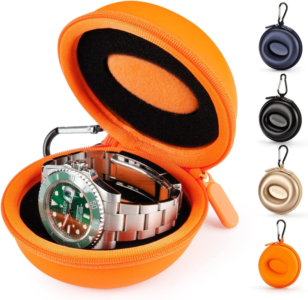 Reise Uhrenetui Orange 1 Fach bis 50 mm Schutzetui Uhr