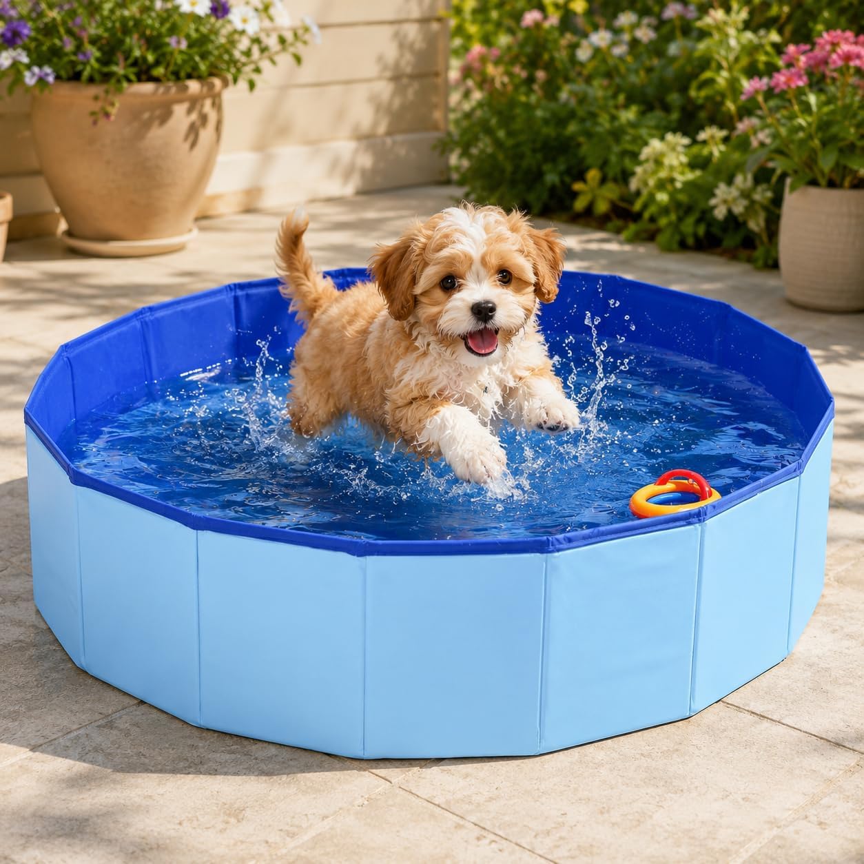 Hundepool faltbar 50×50×10 cm kratzfest Planschbecken fuer Welpe Katze