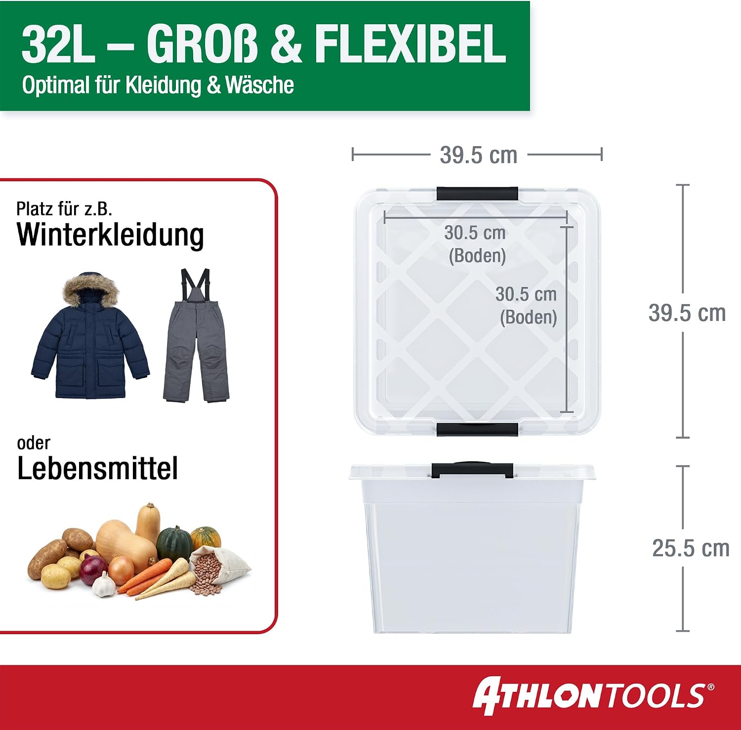 Athlon Tools Aufbewahrungsboxen 4er Set mit Deckel lebensmittelecht -80