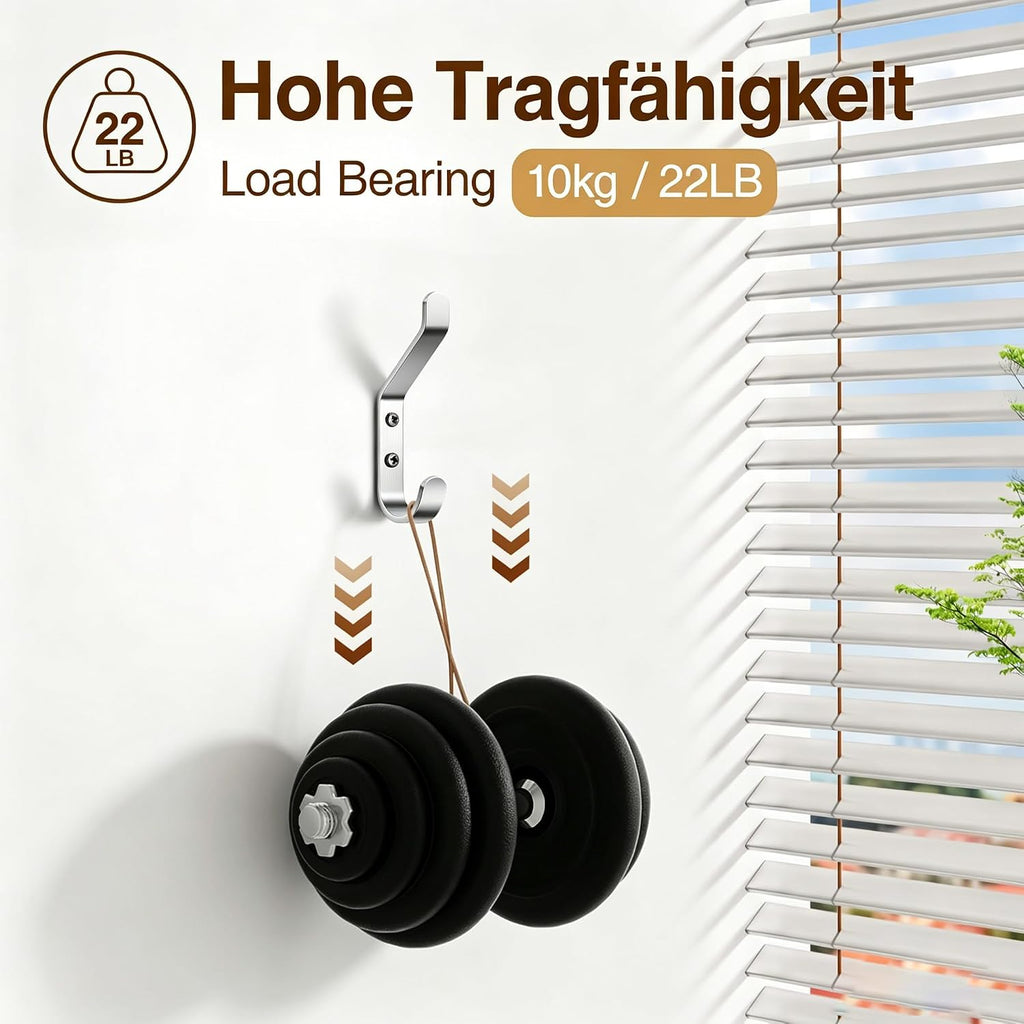 Garderobenhaken 10er Set schwarz Metall 10 cm Wandhaken zum Schrauben