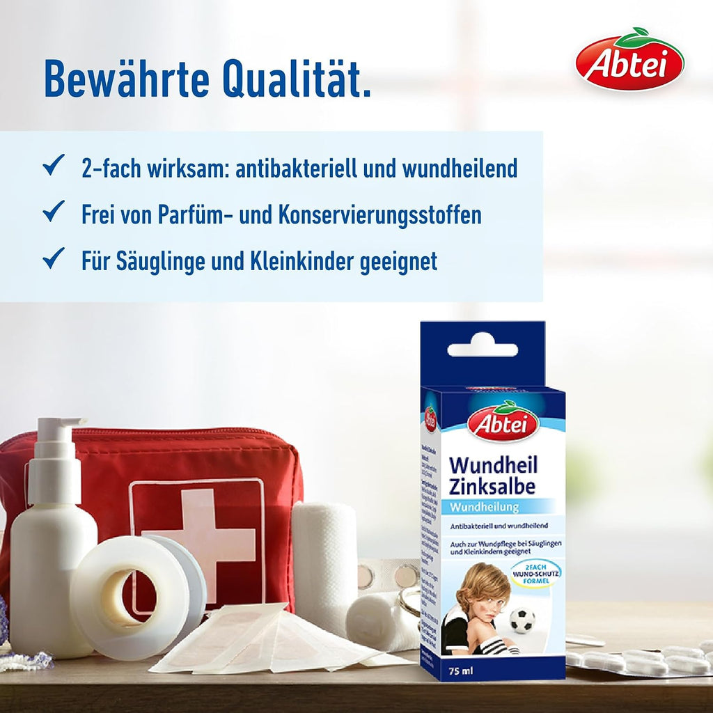 Abtei Wundheil Zinksalbe - Salbe mit Zink zur Wundheilung - antibakteriell und e