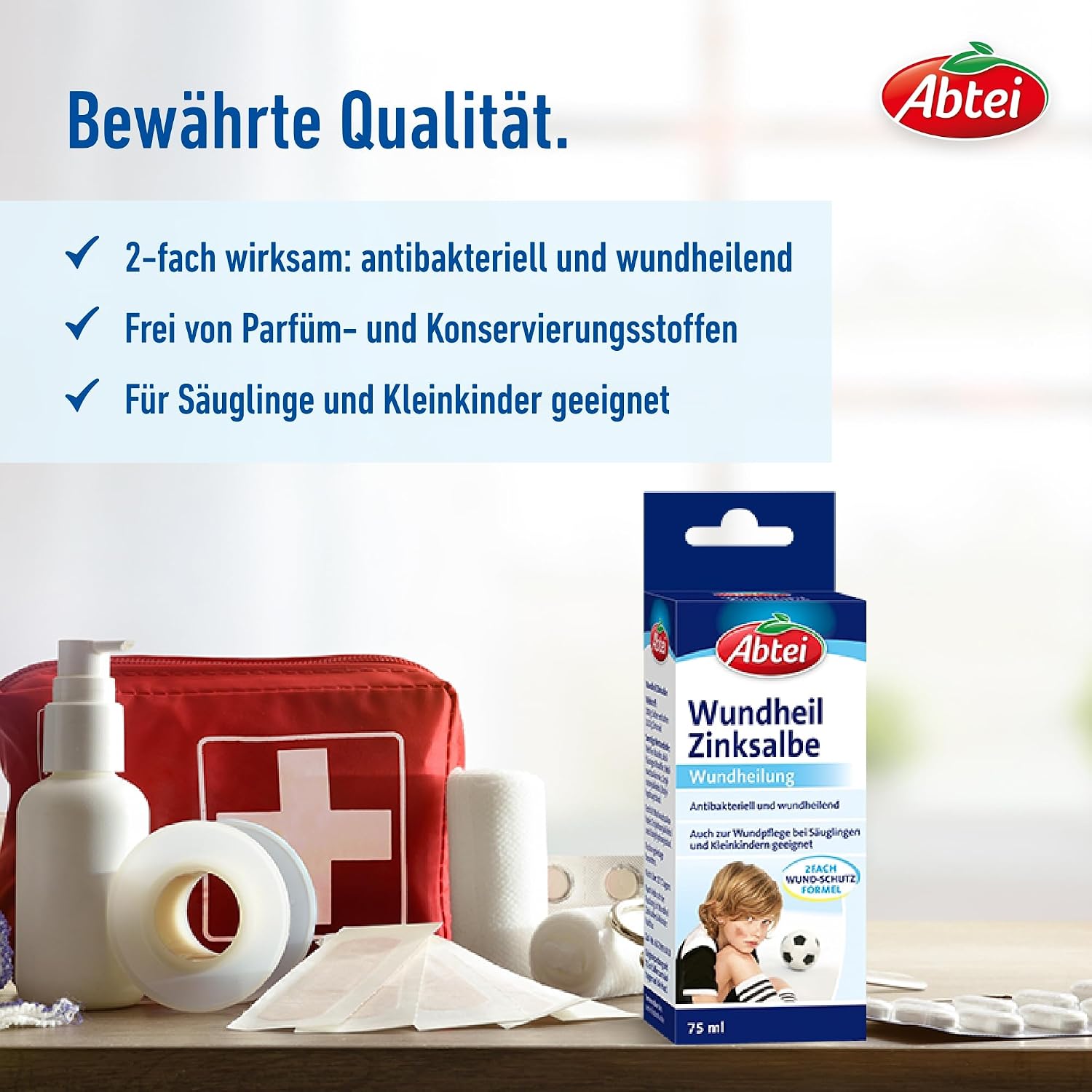 Abtei Wundheil Zinksalbe - Salbe mit Zink zur Wundheilung - antibakteriell und e