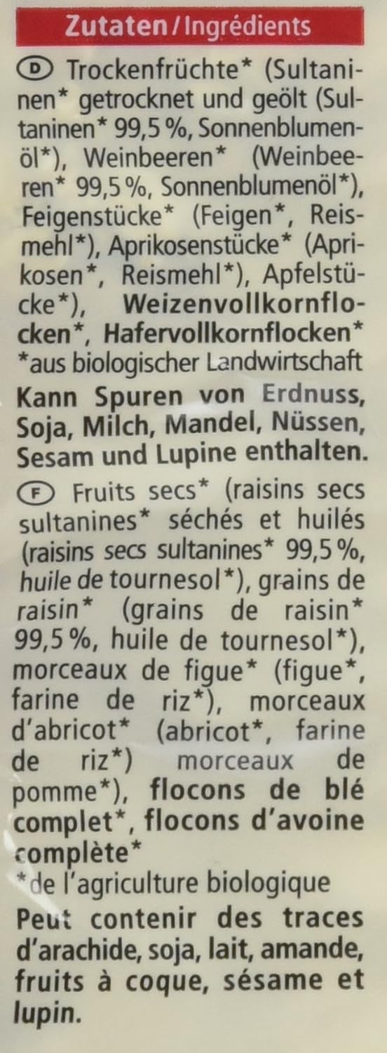Bio Fruechtemuesli Fruehstuecks-Muesli mit getrockneten Fruechten