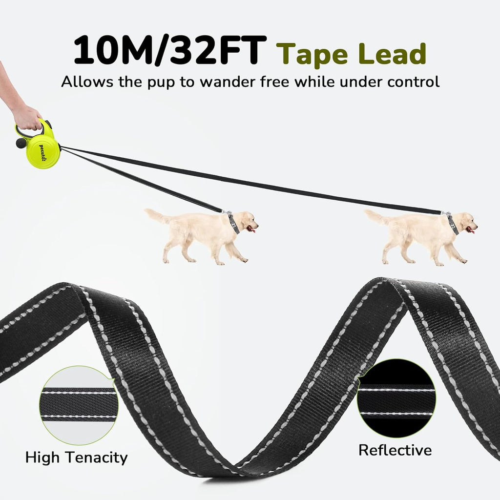pecute Rollleine 10 m fuer Hunde bis 50 kg mit 360 Grad Anti-Verheddern und Schnellbremse