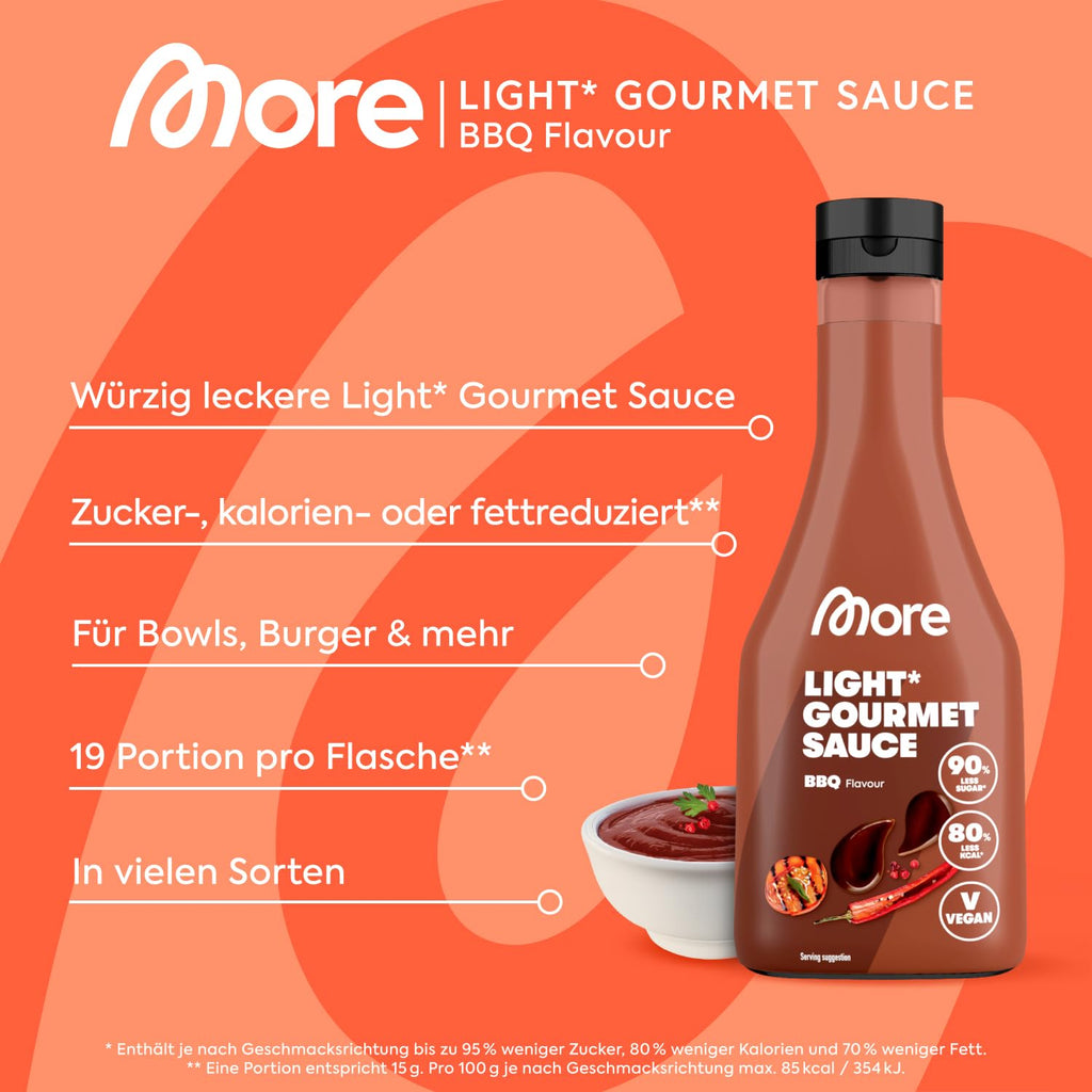 More Nutrition Light Gourmet Sauce BBQ, kalorienreduziert, verschiedene So