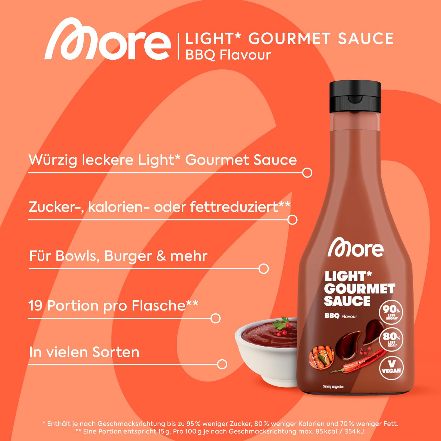 More Nutrition Light Gourmet Sauce BBQ, kalorienreduziert, verschiedene So