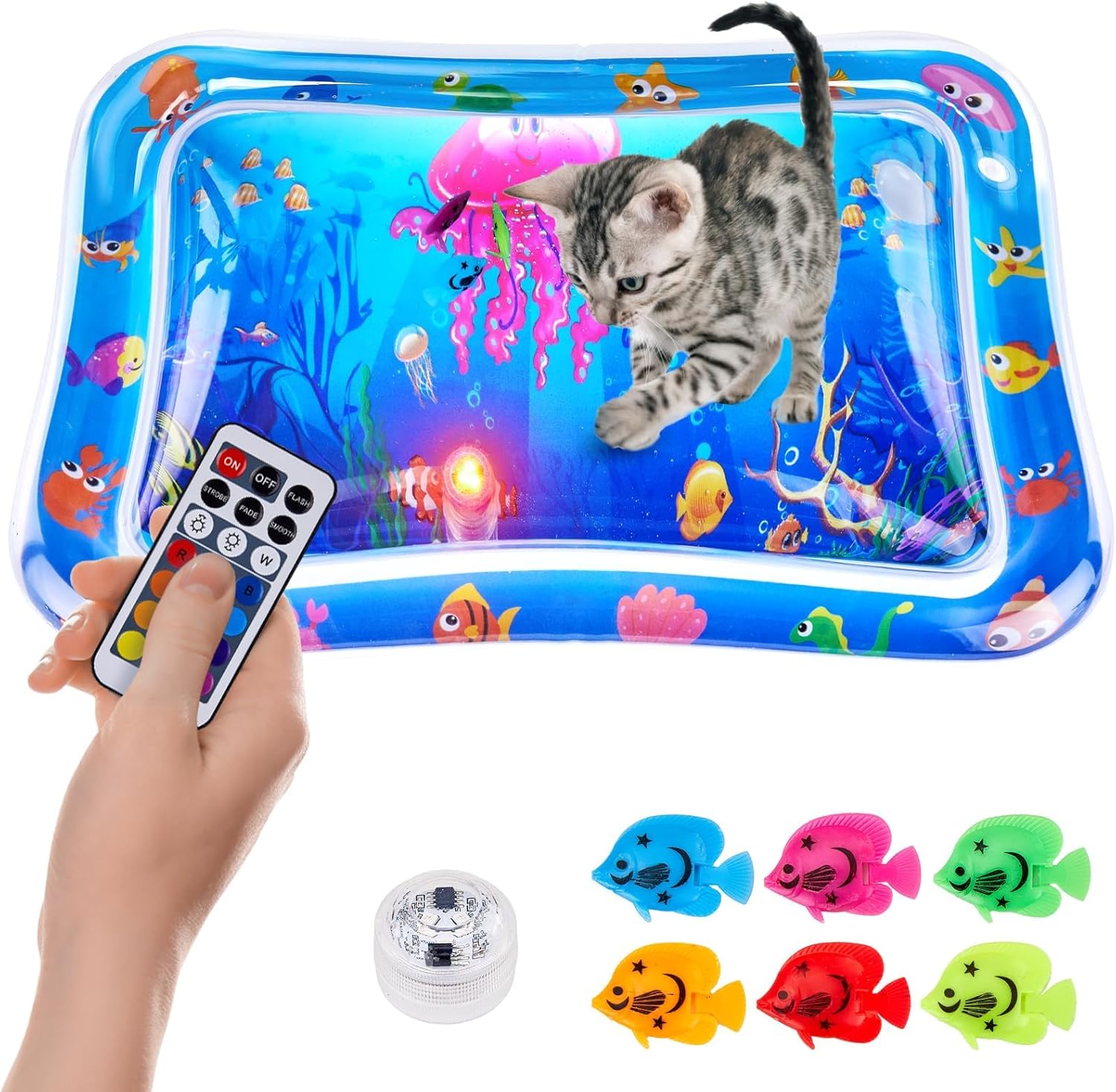 LED Wasserspielmatte fuer Katzen Sensor Spielmatte verdickt Indoor Outdoor