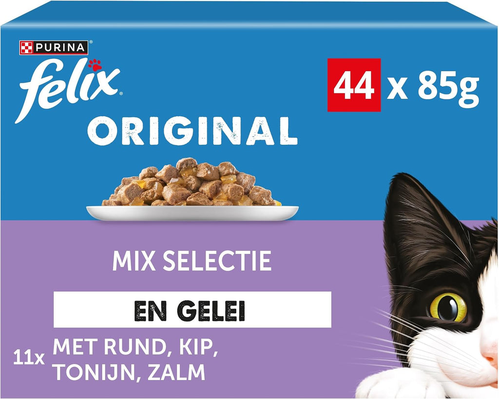 Felix Katzenfutter Mix in Gelee 44 x Huhn Lachs Thunfisch