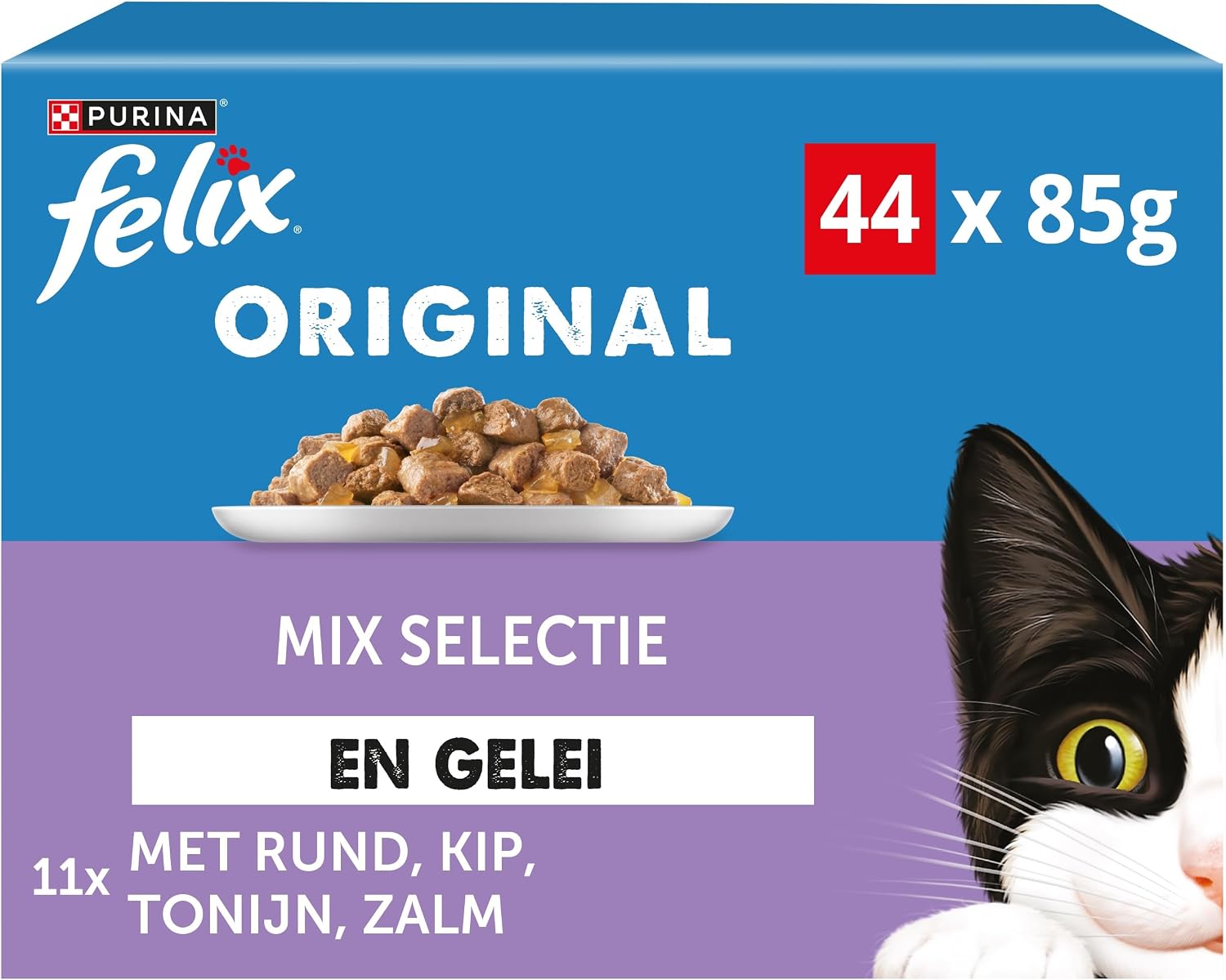 Felix Katzenfutter Mix in Gelee 44 x Huhn Lachs Thunfisch