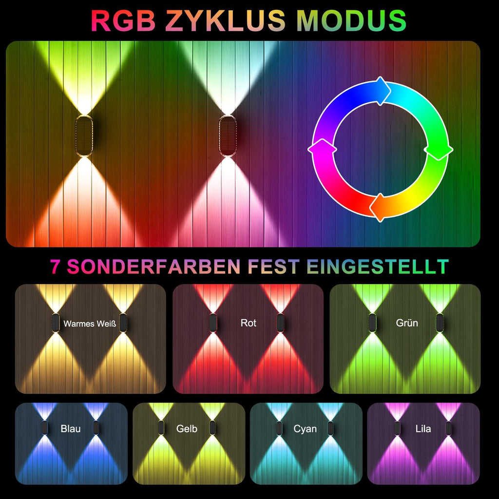 ELLASAY Solar Wandleuchte aussen IP65 Up-and-Down, 3 Lichtfarben, 4er Set