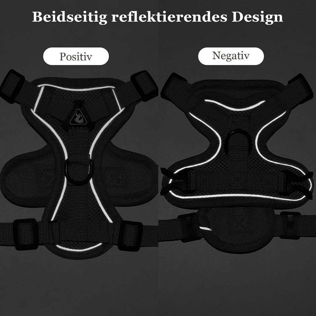 verstellbares Katzengeschirr mit Leine reflektierend atmungsaktiv Grau S-L