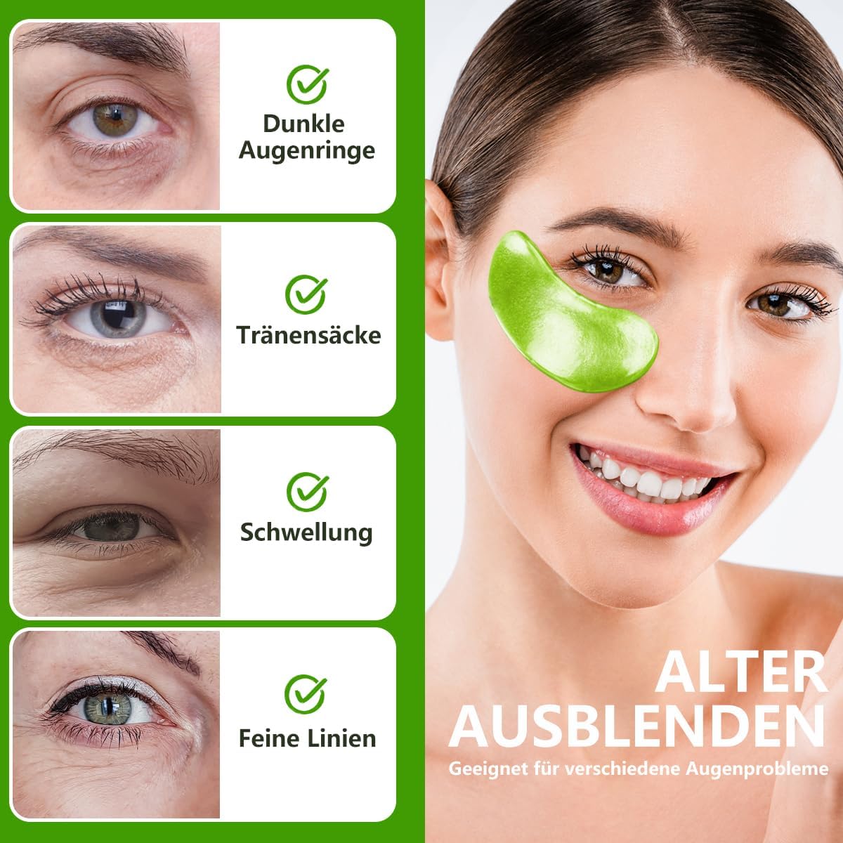 Augenpads 60 Stueck Hyaluron Avocado gegen Augenringe Falten