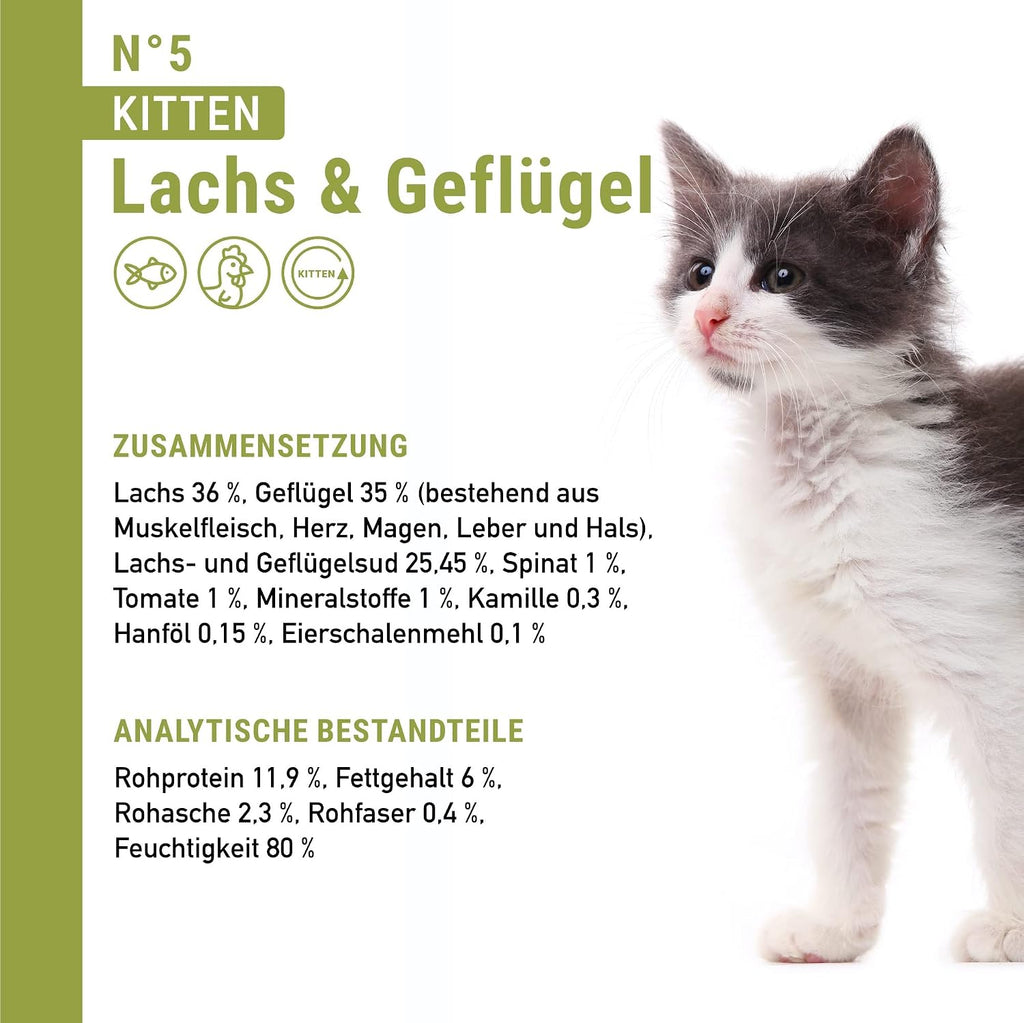 catz finefood Kitten Nassfutter 6x200g Multipack ohne Getreide Zucker