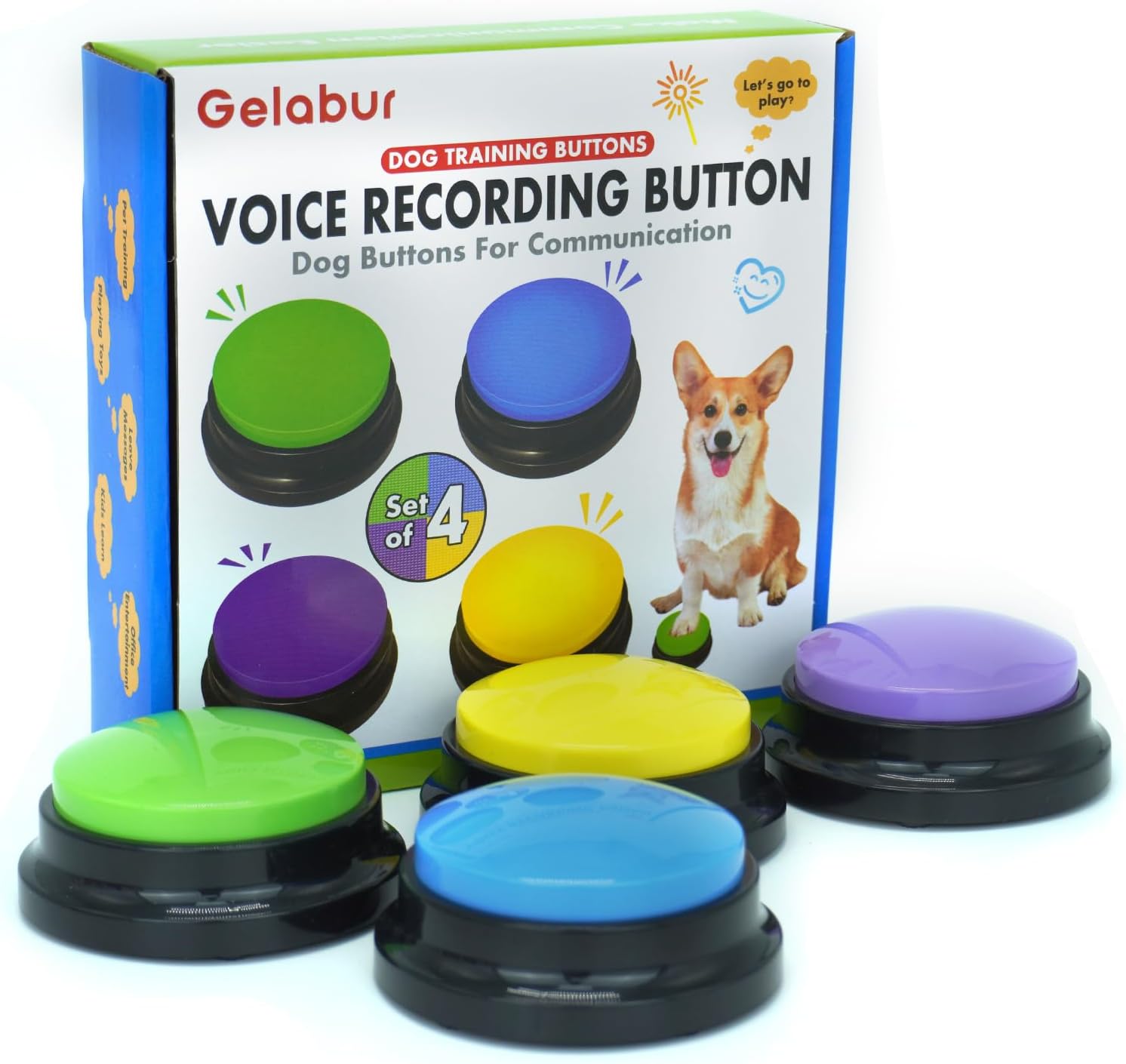 4er Set Hundetasten Sprachbuttons zur Kommunikation Hundetraining Aufnahme