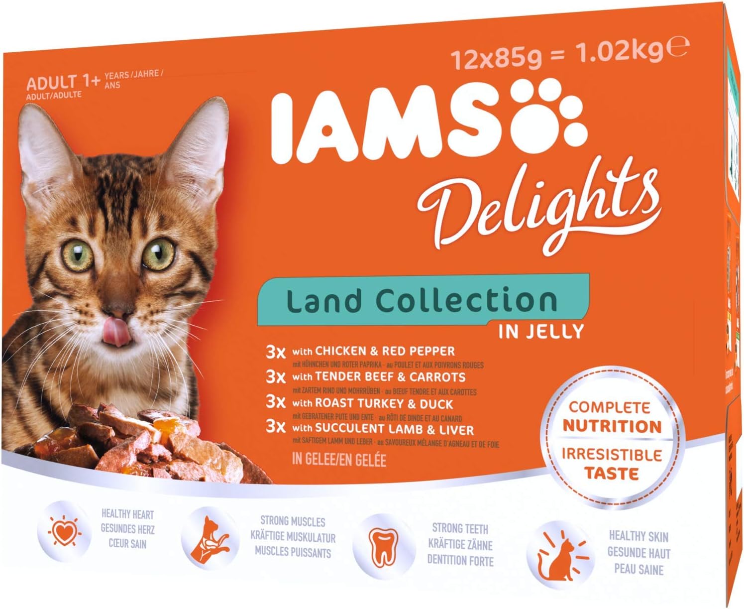 IAMS Delights Land Collection Katzenfutter Nass 12x85g Verschiedene Fleis