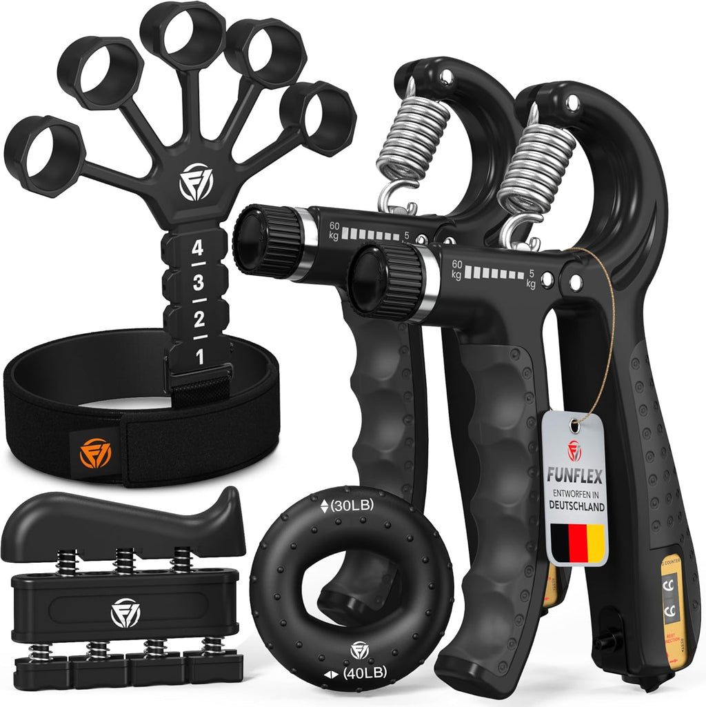 FUNFLEX Handtrainer Set 5-teilig Fingertrainer Griffkraft Unterarmtraining