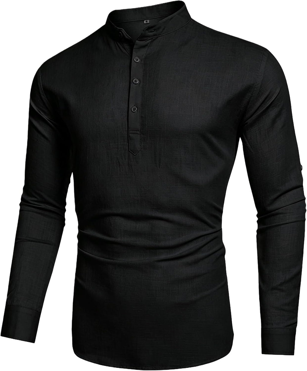 Cegerne Herren Leinenhemd Langarm Henley Sommerhemd Freizeit Strand S-3XL