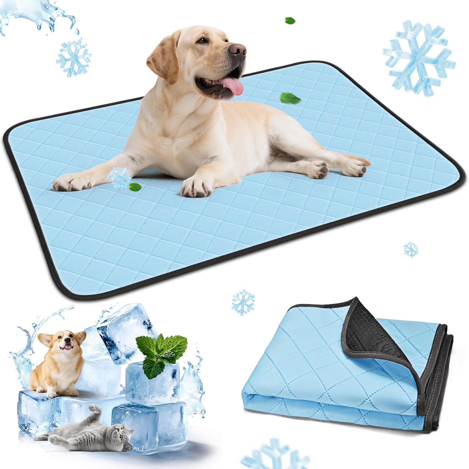 Kuehlmatte fuer Hunde und Katzen 90x60 cm selbstkuehlend wasserdicht rutschfest