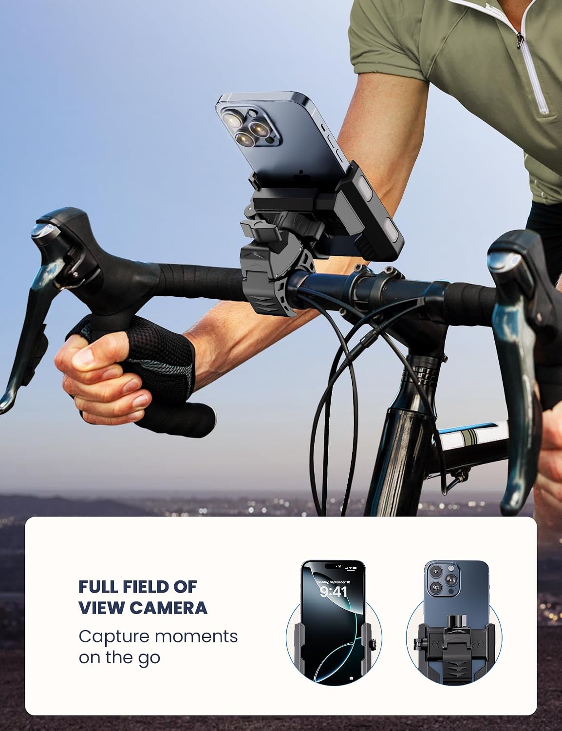 Fahrrad Handyhalterung Universal Lenkerhalter mit 1S Sperre, grau
