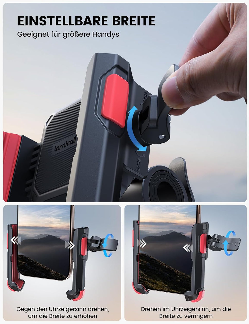 Fahrrad Lenkerhalterung 360° drehbar fuer Smartphone Universal